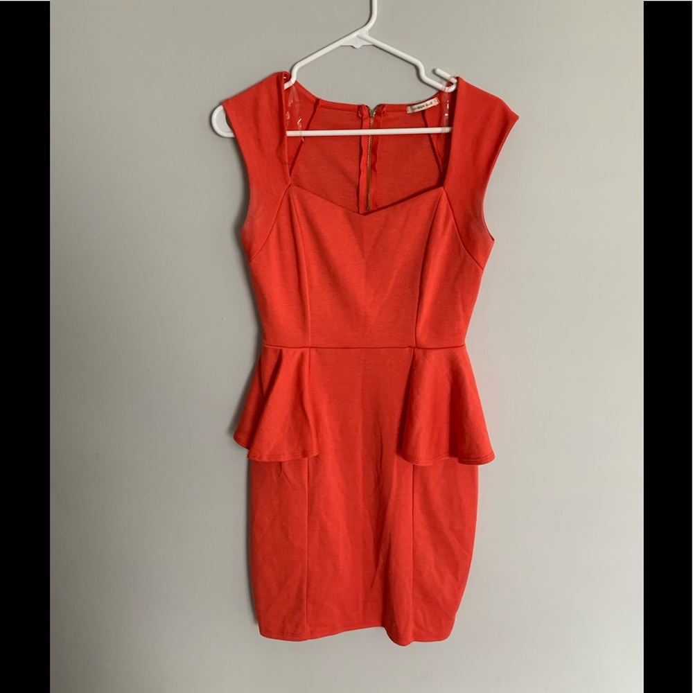 “Amber Blue” Orangish Red dress